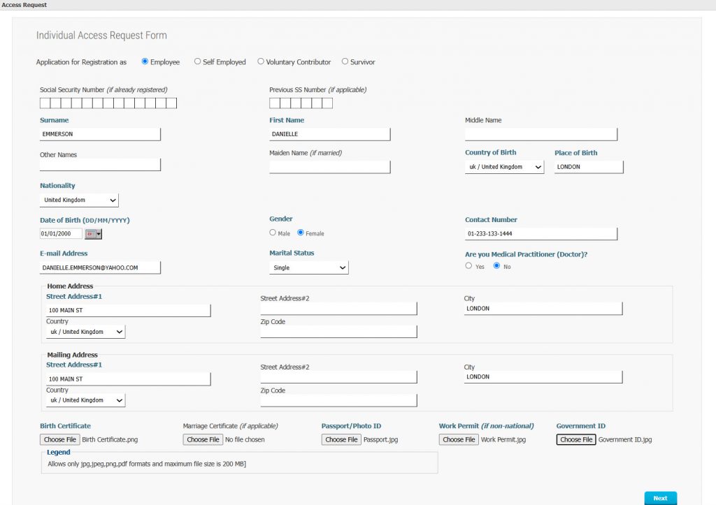 Individual Registration Form