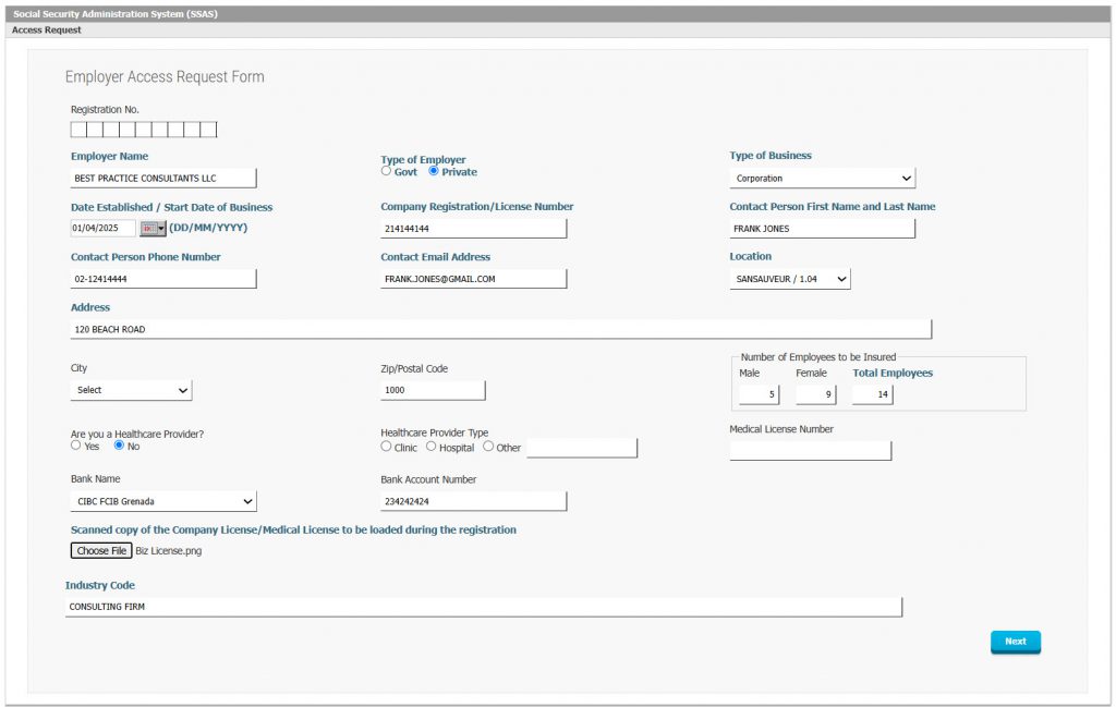 Employer Registration Form